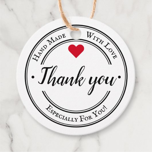 Handgefertigt mit Liebe, trendy Kraft Business Geschenkanhänger (Vorderseite)