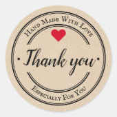 Handgefertigt mit Liebe, trendy Kraft Business Runder Aufkleber (Vorderseite)