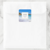 Handgefertigt mit Liebe Tropical Beach Island Para Quadratischer Aufkleber (Tasche)