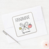 Handgefertigt mit Liebe Utensid Zutaten Quadratischer Aufkleber (Umschlag)