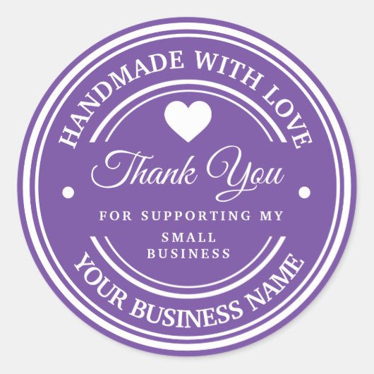 Handgefertigt mit Liebe | Vielen Dank für Ihr klas Runder Aufkleber (Vorderseite)