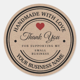 handgefertigt mit Liebe | Vielen Dank | Krafpapier Runder Aufkleber