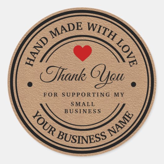 handgefertigt mit Liebe | Vielen Dank Runder Aufkleber (Vorderseite)