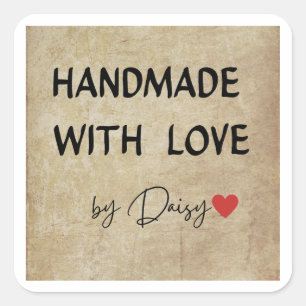 Handgefertigt mit Liebe von Daisy Aufkleber – süß