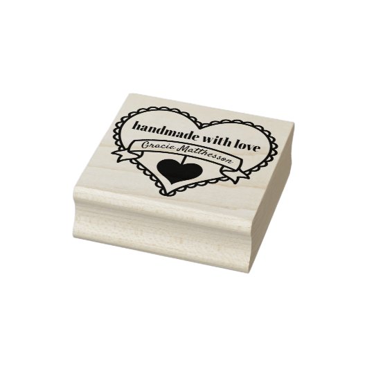 Handgefertigt mit Liebe von .. Rustikales Herz Per Gummistempel (Stempel)