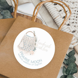 Handgefertigt mit Liebe Watercolor Macrame Bag Cus Runder Aufkleber