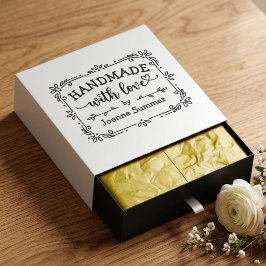 Handgefertigt mit Liebe - Whimsical Blumenrand Gummistempel