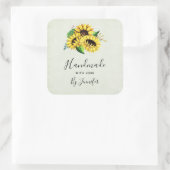Handgefertigt mit Liebe Yellow Sunflower Bouquet Quadratischer Aufkleber (Tasche)
