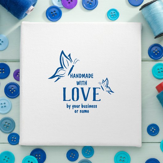 Handgefertigt mit Liebe Zitat mit Schmetterlingen Gummistempel