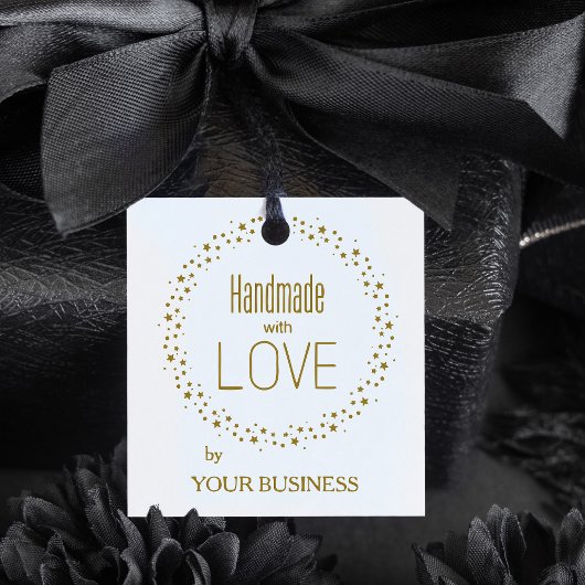 Handgefertigt mit Liebe Zitat und Sternendesign Gummistempel