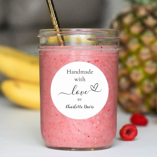 Handgefertigt mit Markenfarbe der Liebe Runder Aufkleber