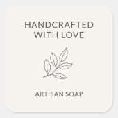 Handgefertigt mit Minimalistischer botanischer Lie Quadratischer Aufkleber (Vorderseite)