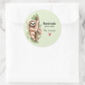 Handgefertigt mit Niedlicher Liebe Runder Aufkleber (Tasche)