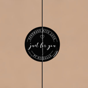 Handgefertigt mit Personalisierter Monogramm-Aufkl Runder Aufkleber