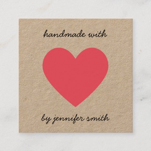 Handgefertigt mit Red Heart Earring Stuhldisplay Quadratische Visitenkarte (Vorderseite)