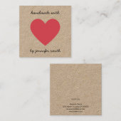 Handgefertigt mit Red Heart Earring Stuhldisplay Quadratische Visitenkarte (Vorne/Hinten)
