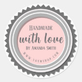 Handgefertigt mit rosa Rundaufkleber in Liebe Runder Aufkleber (Vorderseite)