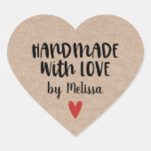 Handgefertigt mit rustikalen Lieben Herz-Aufkleber (Vorderseite)
