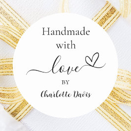 Handgefertigt mit Schwarz-weißer Liebe Runder Aufkleber