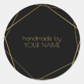 Handgefertigt mit schwarzgeometrischer Goldenheit Runder Aufkleber (Vorderseite)