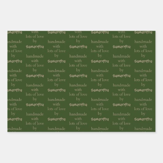 Handgefertigt mit vielen Lieben Gold Schwarz Grün Geschenkpapier Set (Vorderseite 3)