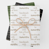 Handgefertigt mit vielen Lieben Gold Schwarz Grün Geschenkpapier Set (Beispiel)