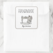 Handgefertigt mit Vintager Nähmaschine der Liebe Quadratischer Aufkleber (Tasche)