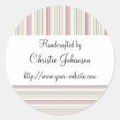 Handgefertigt nach Streifen Runder Aufkleber (Vorderseite)