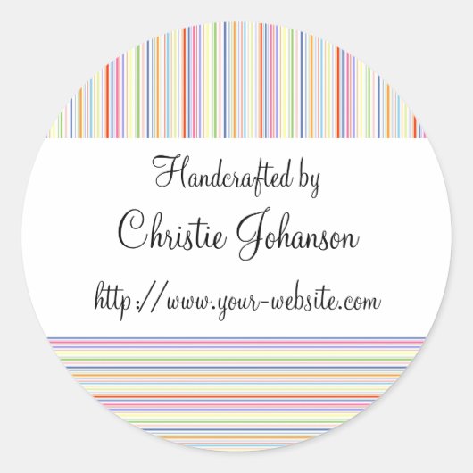 Handgefertigt nach Streifen Runder Aufkleber (Vorderseite)