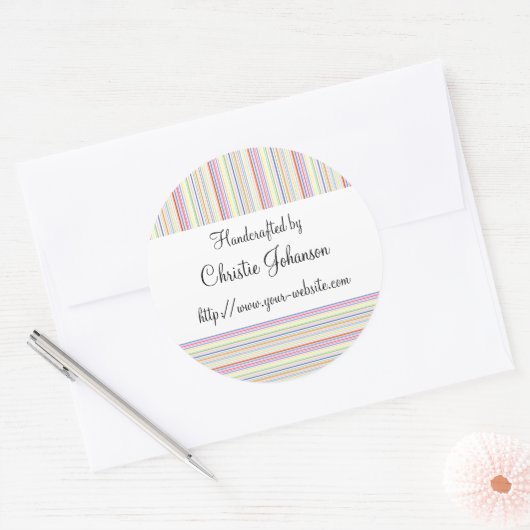 Handgefertigt nach Streifen Runder Aufkleber (Umschlag)