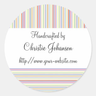 Handgefertigt nach Streifen Runder Aufkleber