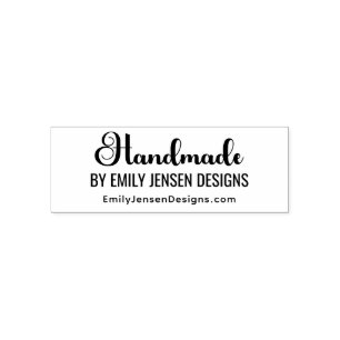 „Handgefertigt“ von Geschäftsname Website-URL Permastempel