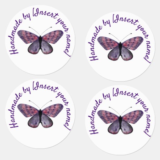 Handgefertigt von Ihnen Lila Schmetterling Etiketten (Gruppe)