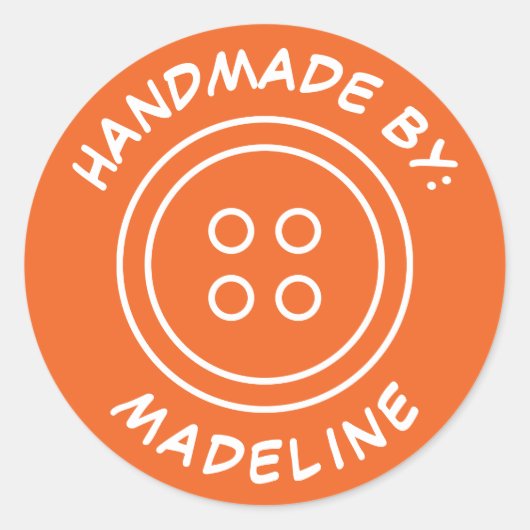 Handgefertigt von | Name hinzufügen Runder Aufkleber (Vorderseite)