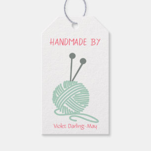 Handgefertigt von - Strickgarn und Pflegehinweise Geschenkanhänger