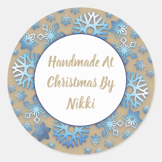 Handgefertigt zu Weihnachten durch Aufkleber (Vorderseite)