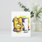 Handgefertigte Abstrakte Malerei von Lord Ganesha Postkarte (Stehend Vorderseite)