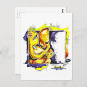 Handgefertigte Abstrakte Malerei von Lord Ganesha Postkarte (Vorne/Hinten)