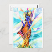 Handgefertigte Abstrakte Malerei von Lord Krishna  Postkarte (Vorne/Hinten)