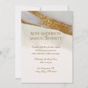 Handgefertigte Alkohol-Tinte-Glitter-Hochzeitseinl Einladung