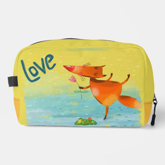 Handgefertigte Aquarellfarben Funny Fox Waschbeutel (Vorderseite)