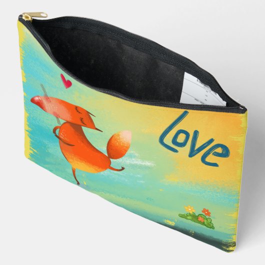 Handgefertigte Aquarellfarben Funny Fox Zubehörtasche (Offen)