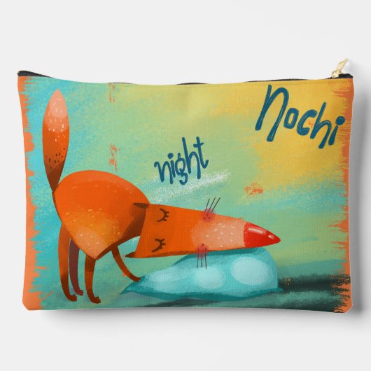 Handgefertigte Aquarellfarben Funny Fox Zubehörtasche (Rückseite)