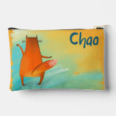 Handgefertigte Aquarellfarben Funny Fox Zubehörtasche (Rückseite)