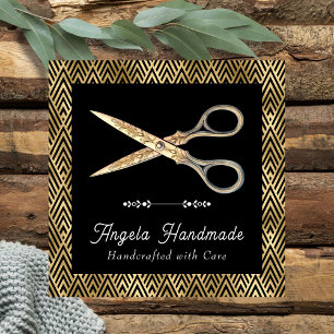 Handgefertigte Bastelschere Elegant Gold Quadratische Visitenkarte