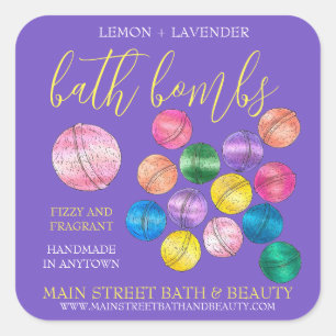 Handgefertigte Bath Beauty Business Dusche Bombs L Quadratischer Aufkleber