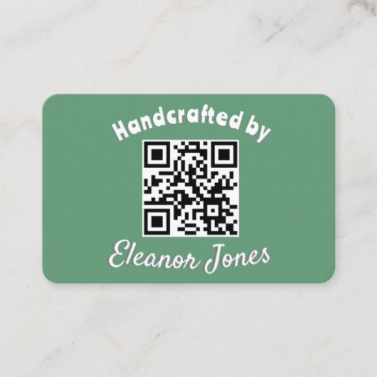 Handgefertigte Bespoke Crafts Green QR Code Stilvo Visitenkarte (Vorderseite)