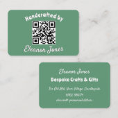 Handgefertigte Bespoke Crafts Green QR Code Stilvo Visitenkarte (Vorne/Hinten)