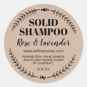 Handgefertigte Bio Bar mit Solid Hair Shampoo Runder Aufkleber