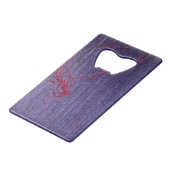 Handgefertigte blauthailändische Seide mit rotem T Geldkarten Flaschenöffner (Rückseite Schrägansicht)